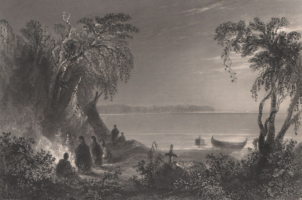 CANADA. The Squaw's Grave. Native Americans. BARTLETT 1842 old antique print